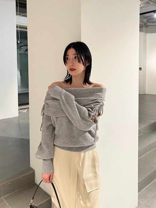 FRAY I.D スカート グロッシーサテンカーゴストレートスカート