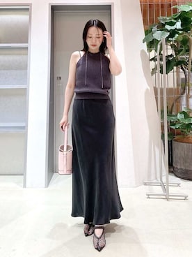 「FRAY I.D（フレイアイディー）のカーブラインミニバスケットバッグ（ハンドバッグ、ピンク系）」を使った、FRAY I.Dさんの春コーディネート