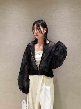「ハイウエスト」｜「アイテム（ジャケット/アウター）」を使った、FRAY I.Dさん（レディース・161cm）の春コーディネート