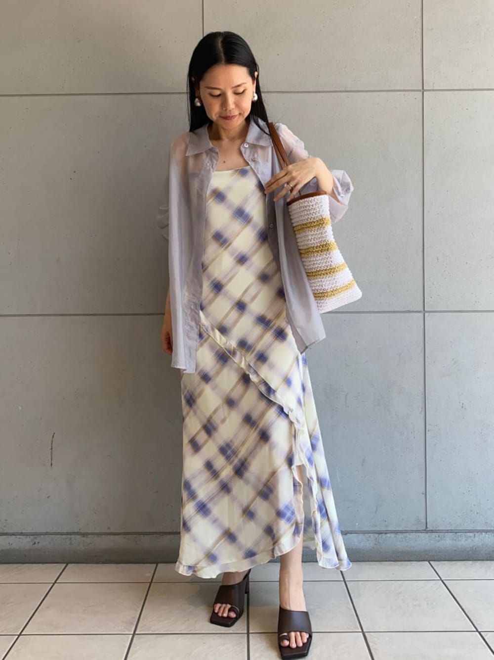 レーヨンシフォンラッフルプリントキャミワンピを使った人気