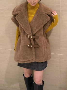 「アイテム（ポンチョ）」を使った、FRAY I.Dさん（レディース・161cm）の秋コーディネート