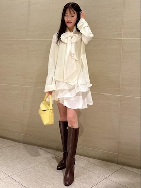 「アイテム（ダッフルコート）」を使った、FRAY I.Dさん（レディース・160cm）の秋コーディネート