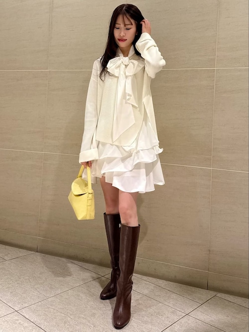 リボンタイコンビニットチュニック（ワンピース）｜FRAY I.D（フレイ