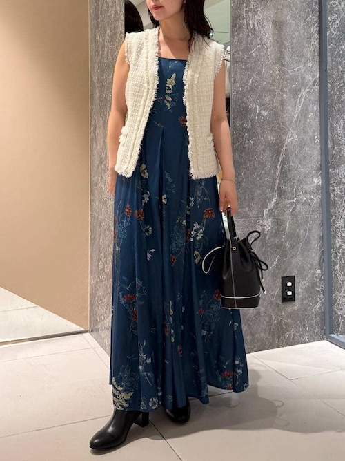 00サイズ】ボタニカルプリントキャミソールワンピース