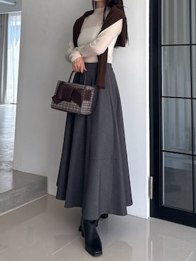 「アイテム（チューブトップ）」を使った、FRAY I.Dさん（レディース・159cm）の秋コーディネート