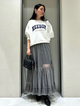 「アイテム（ノーカラージャケット）」を使った、FRAY I.Dさん（レディース・161cm）の冬コーディネート