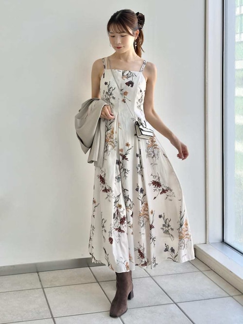 00サイズ】ボタニカルプリントキャミソールワンピース