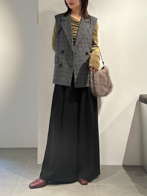 FRAY I.D デコルテタックフロッキーチュールトップス BLK デコルテタックフロッキーチュールトップス(508369214)｜阪急百貨店