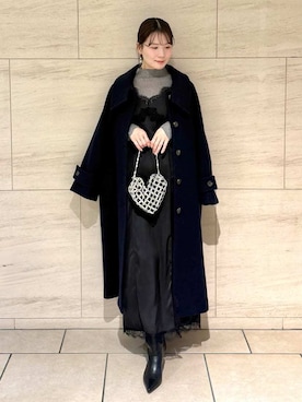 「アイテム（ダッフルコート）」を使った、FRAY I.Dさん（レディース・158cm）の秋コーディネート