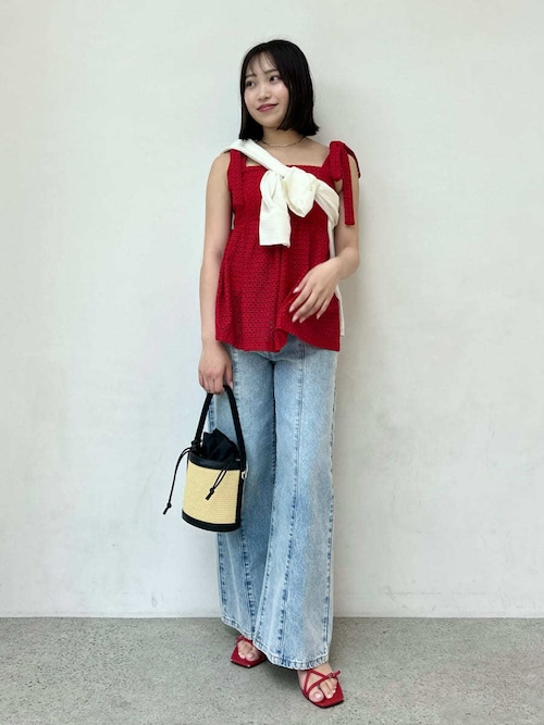 FRAY I.D パンツ アシメダブルウエストワイドデニムパンツ