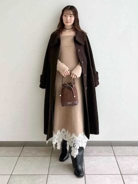 「アイテム（ダッフルコート）」を使った、FRAY I.Dさん（レディース・158cm）の秋コーディネート