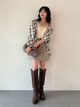 「アイテム（チューブトップ）」を使った、FRAY I.Dさん（レディース・153cm）の秋コーディネート