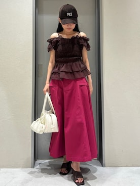 「アイテム（ボストンバッグ）」を使った、FRAY I.Dさん（レディース・161cm）の夏コーディネート