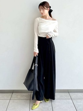 「ハイウエスト」｜「アイテム（Tシャツ/カットソー）」を使った、FRAY I.Dさん（レディース・158cm）の夏コーディネート
