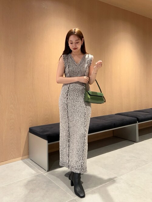 FRAY I.D フレイ アイディー ツィードフリンジ2wayニットワンピース