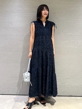 「FRAY I.D（フレイアイディー）の【00サイズ】フリンジジャガードティアードワンピース（ワンピース）」を使った、FRAY I.Dさん（レディース・158cm）の冬コーディネート