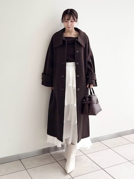 「アイテム（ダッフルコート）」を使った、FRAY I.Dさん（レディース・159cm）の秋コーディネート
