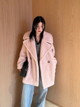 「アイテム（ムートンコート）」を使った、FRAY I.Dさん（レディース・161cm）の冬コーディネート