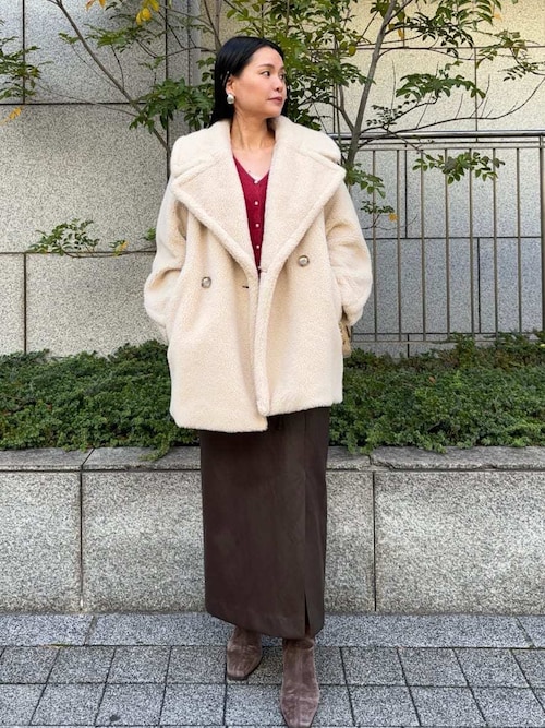 セール】ECOPELボアミドルコート（ムートンコート）｜FRAY I.D（フレイ