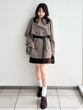 「アイテム（トレンチコート）」を使った、FRAY I.Dさん（レディース・159cm）の秋コーディネート