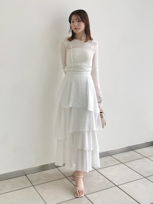 frayid セミシアーティアードスカート&カシュクールウエストリブニット frayid セミシアーティアードスカート&カシュクールウエスト