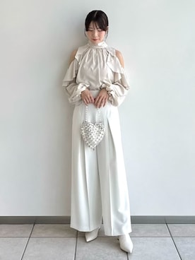 「アイテム（ノーカラージャケット）」を使った、FRAY I.Dさん（レディース・158cm）の秋コーディネート