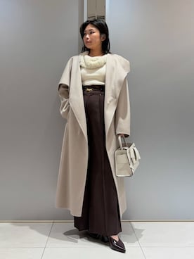 「FRAY I.D（フレイアイディー）の【ウォッシャブル】ファーライクオフショルリブニット（ニット/セーター、ホワイト系）」を使った、FRAY I.Dさんの秋コーディネート
