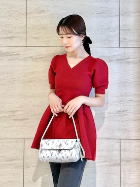 「アイテム（シュシュ、レッド系）」を使った、FRAY I.Dさん（レディース・158cm）の夏コーディネート