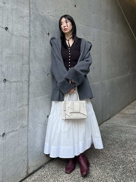 「アイテム（トレンチコート）」を使った、FRAY I.Dさん（レディース・161cm）の冬コーディネート