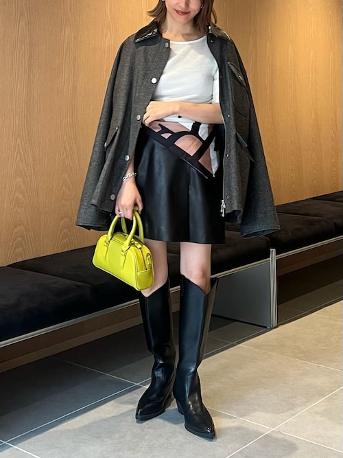 レザーライクサーキュラーミニスカート（スカート）｜FRAY I.D（フレイ