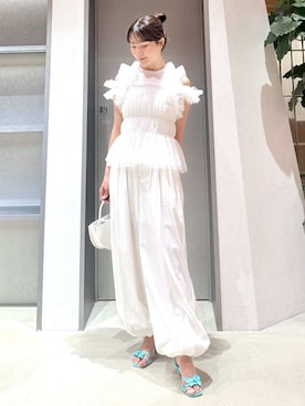 「アイテム（サンダル、ブルー系）」を使った、FRAY I.Dさん（レディース・158cm）の夏コーディネート