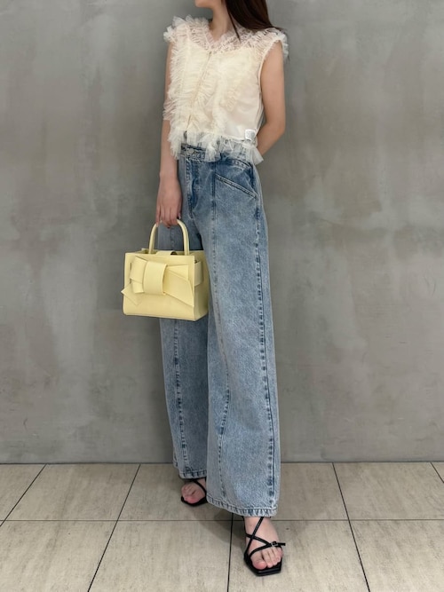 【新品、完売品】アシメダブルウエストワイドデニムパンツ　0サイズ セール】アシメダブルウエストワイドデニムパンツ（その他パンツ