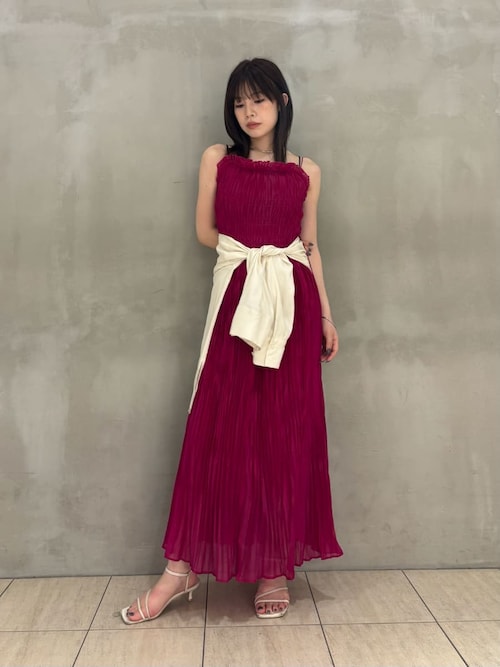 フレイアイディー　フリンジキャミワンピース ワッシャーシャーリングキャミワンピース(マキシ・ロングワンピース