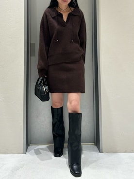 「ワントーンコーデ」｜「アイテム（ノーカラージャケット）」を使った、FRAY I.Dさん（レディース・161cm）の秋コーディネート