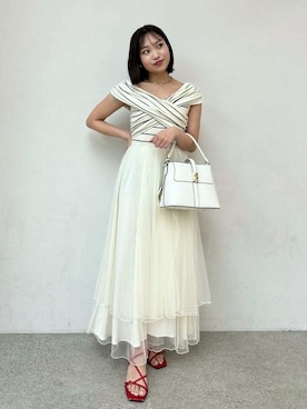 「アイテム（シューズ、レッド系）」を使った、FRAY I.Dさん（レディース・159cm）の夏コーディネート