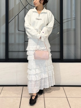「イエベ」｜「アイテム（スウェット）」を使った、FRAY I.Dさん（レディース・159cm）の春コーディネート