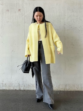 「アイテム（ノーカラージャケット）」を使った、FRAY I.Dさん（レディース・161cm）の秋コーディネート