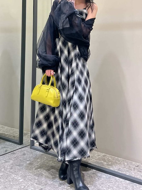 オンブレチェックアシメヘムキャミドレス（ワンピース）｜FRAY