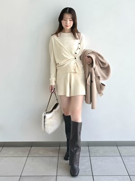 「アイテム（ピーコート）」を使った、FRAY I.Dさん（レディース・158cm）の秋コーディネート