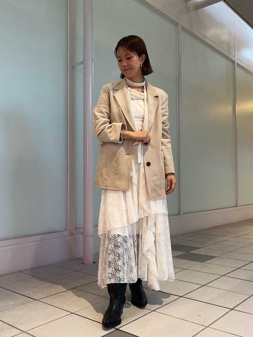 セール】オフショルフロッキーチュールトップス（Tシャツ/カットソー