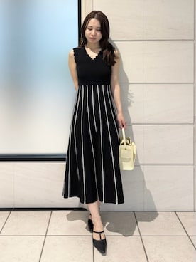 「ニットワンピース」｜「アイテム（イエロー系）」を使った、FRAY I.Dさん（レディース・159cm）の春コーディネート