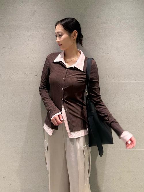 フレイアイディー FRAY I.D レイヤードポロカットソー ブラウン レイヤードポロカットソー（Tシャツ/カットソー）｜FRAY I.D