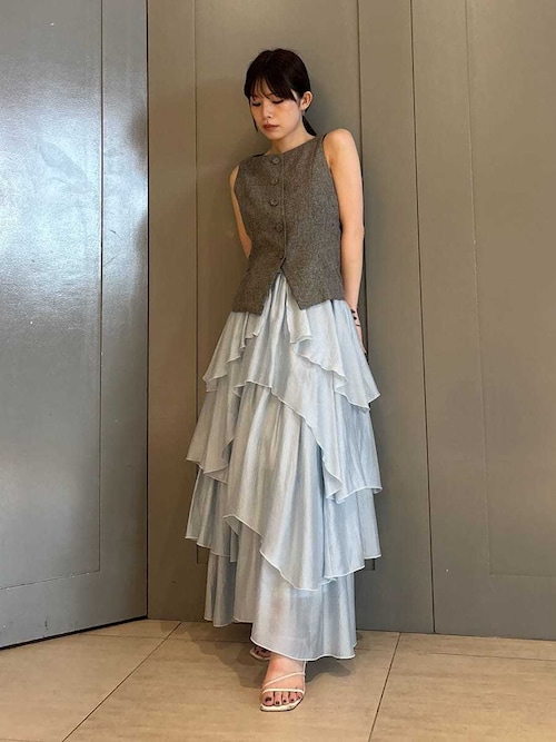 完売品　FRAY I.D フレイアイディー　バリエーション2wayシアースカート シアーティアードスカート（マキシ丈/ロングスカート）｜FRAY