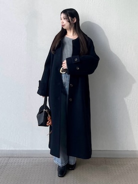 「アイテム（ダッフルコート）」を使った、FRAY I.Dさん（レディース・154cm）の秋コーディネート