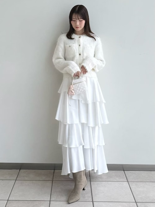 フレイアイディー　サテンランダムティアードスカート CGRY サテンランダムティアードスカート(ロングスカート)｜スカート｜FRAY