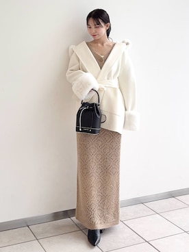 「アイテム（トレンチコート）」を使った、FRAY I.Dさん（レディース・159cm）の冬コーディネート