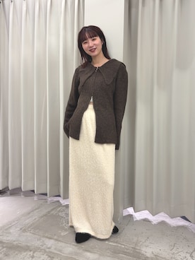 「アイテム（カーディガン/ボレロ）」を使った、りなてぃさん（レディース・154cm）の冬コーディネート