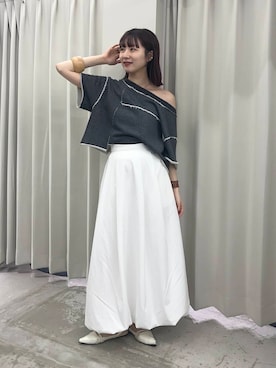 「綺麗めコーデ」｜「アイテム（Tシャツ/カットソー）」を使った、りなてぃさん（レディース・154cm）の夏コーディネート