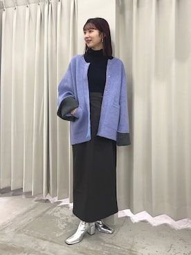 「SENSE OF PLACE by URBAN RESEARCH（センスオブプレイスバイアーバンリサーチ）のアイテム（ノーカラーコート）」を使った、りなてぃさん（レディース・154cm）の秋コーディネート