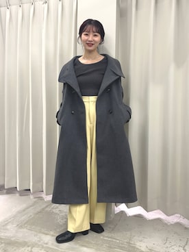 「SENSE OF PLACE by URBAN RESEARCH（センスオブプレイスバイアーバンリサーチ）のアイテム（ステンカラーコート）」を使った、りなてぃさん（レディース・154cm）の冬コーディネート